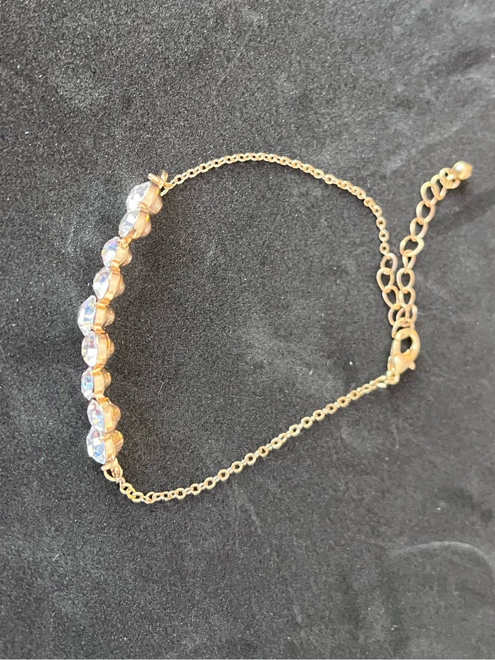 Gold-Tone Crystal Station Chain Bracelet - Clear Crystal Accent